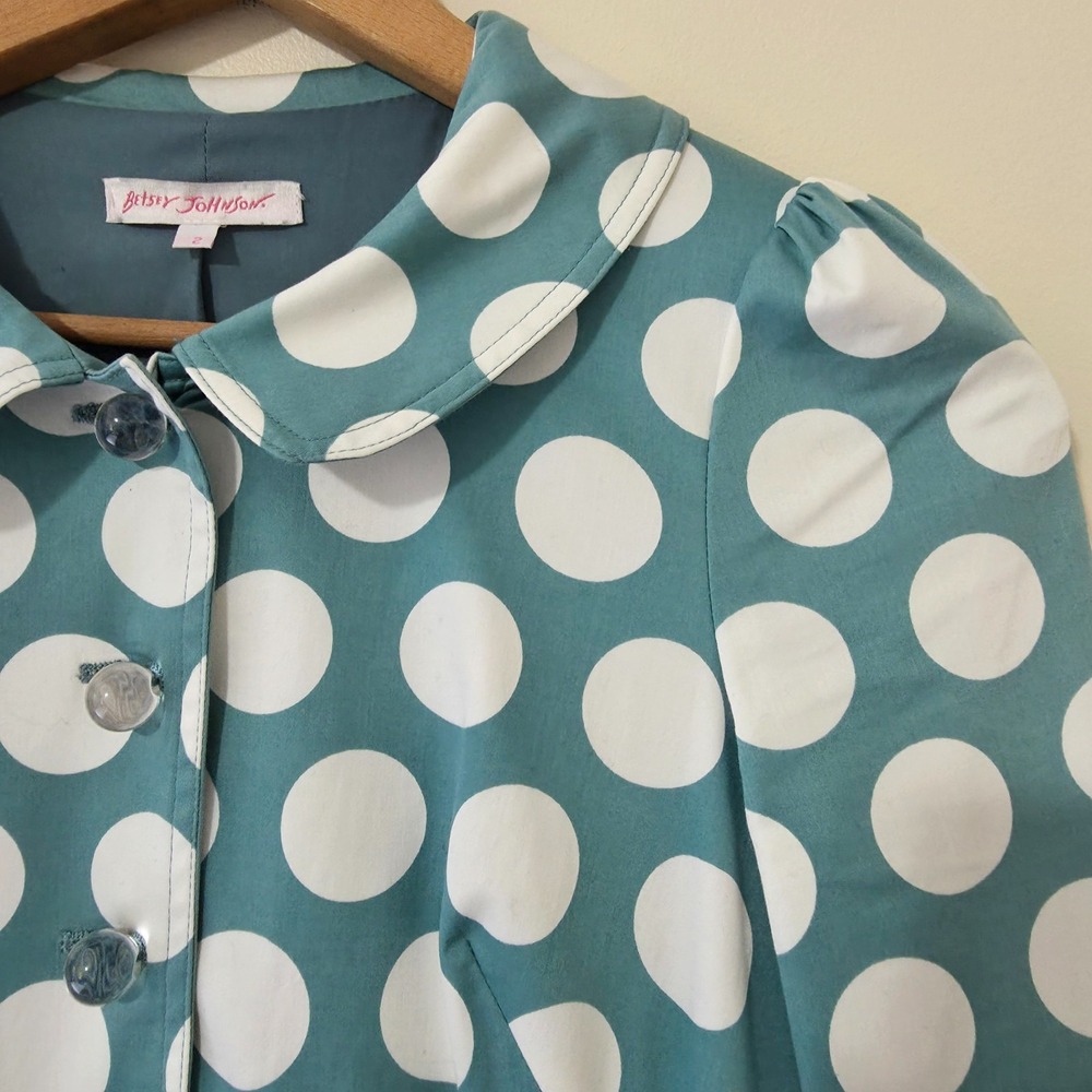 Vintage Y2K Betsey Johnson Polka Dot Coat Dress Sz 2 Coquette Twee Whimsical 90s - Picture 3 of 16
